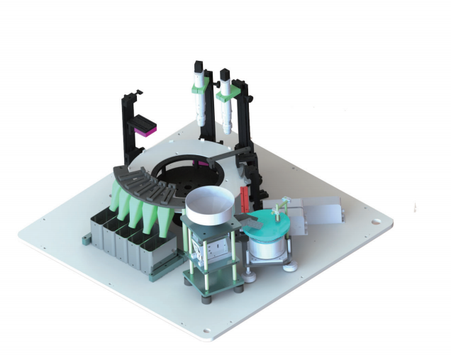 Multi-inlet visual sorter internal mechanism engineering view