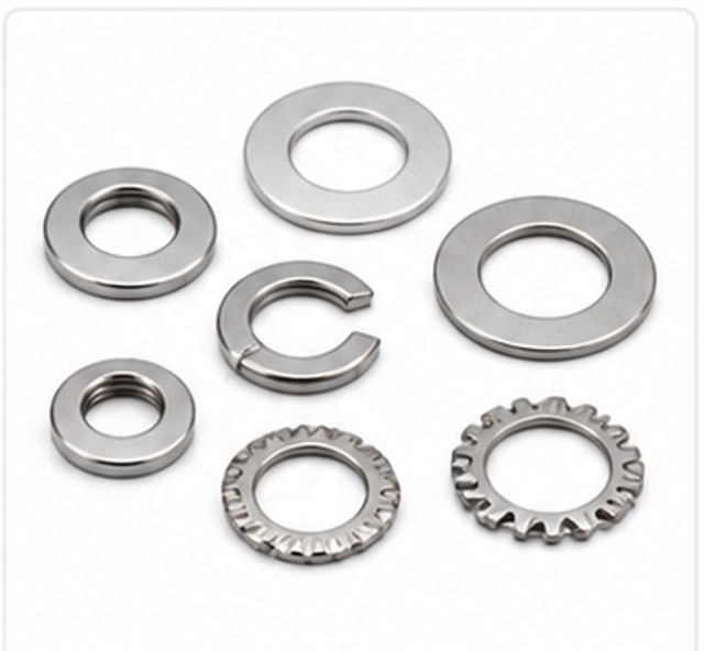 Flat, spring and serrated washers inspected for diameter and flatness